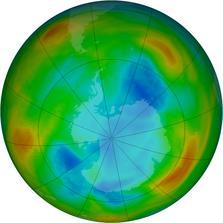 Antarctic ozone map for 09 August 1984
